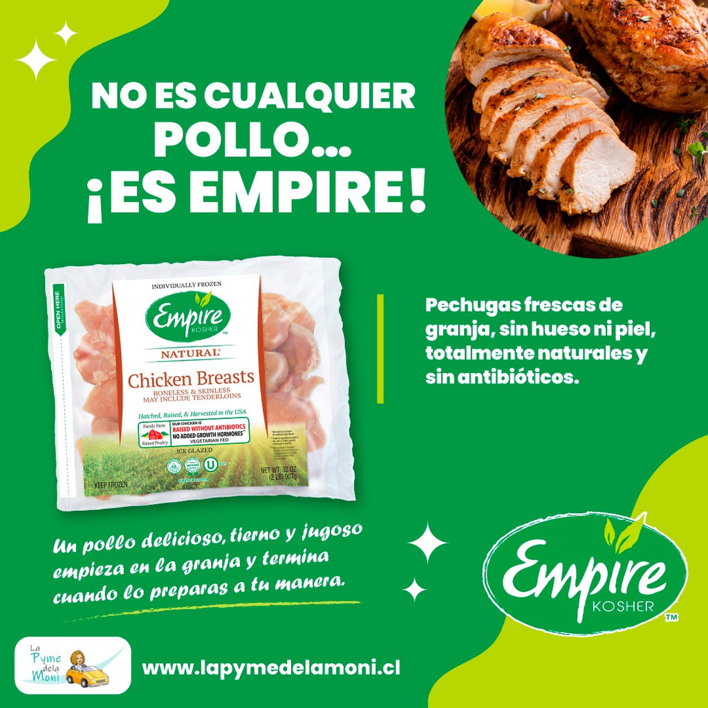PECHUGA DE POLLO SIN HUESO NI PIEL EMPIRE 907 GRS / VALOR KILO $25.990