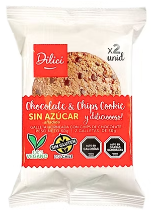 Galletones de chocolate y chips de chocolate Dilici, Parve, 2 unidades